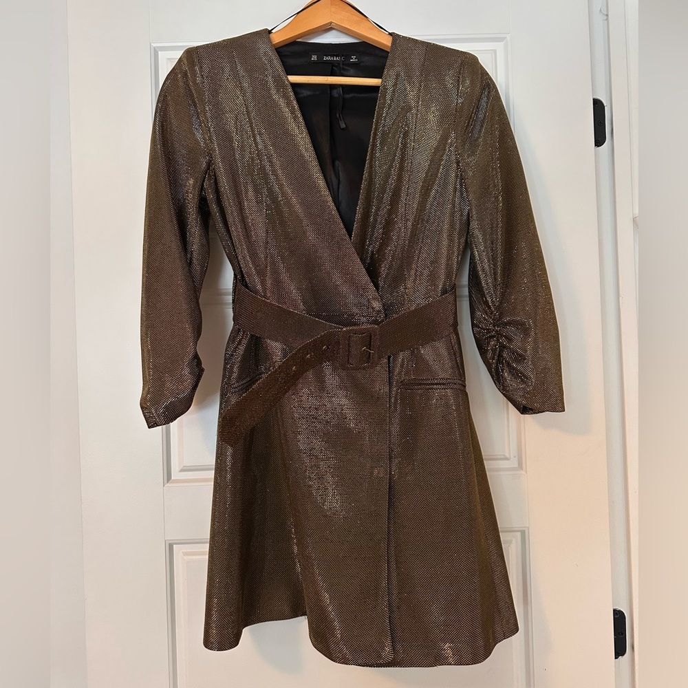 Zara Bronze Gold Textured Dress